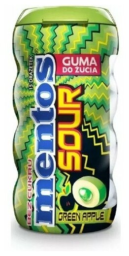 Жевательные конфеты Mentos Sour Gum Greenapple / Ментос Соур Зеленое яблоко 30 г. (США) - фотография № 3