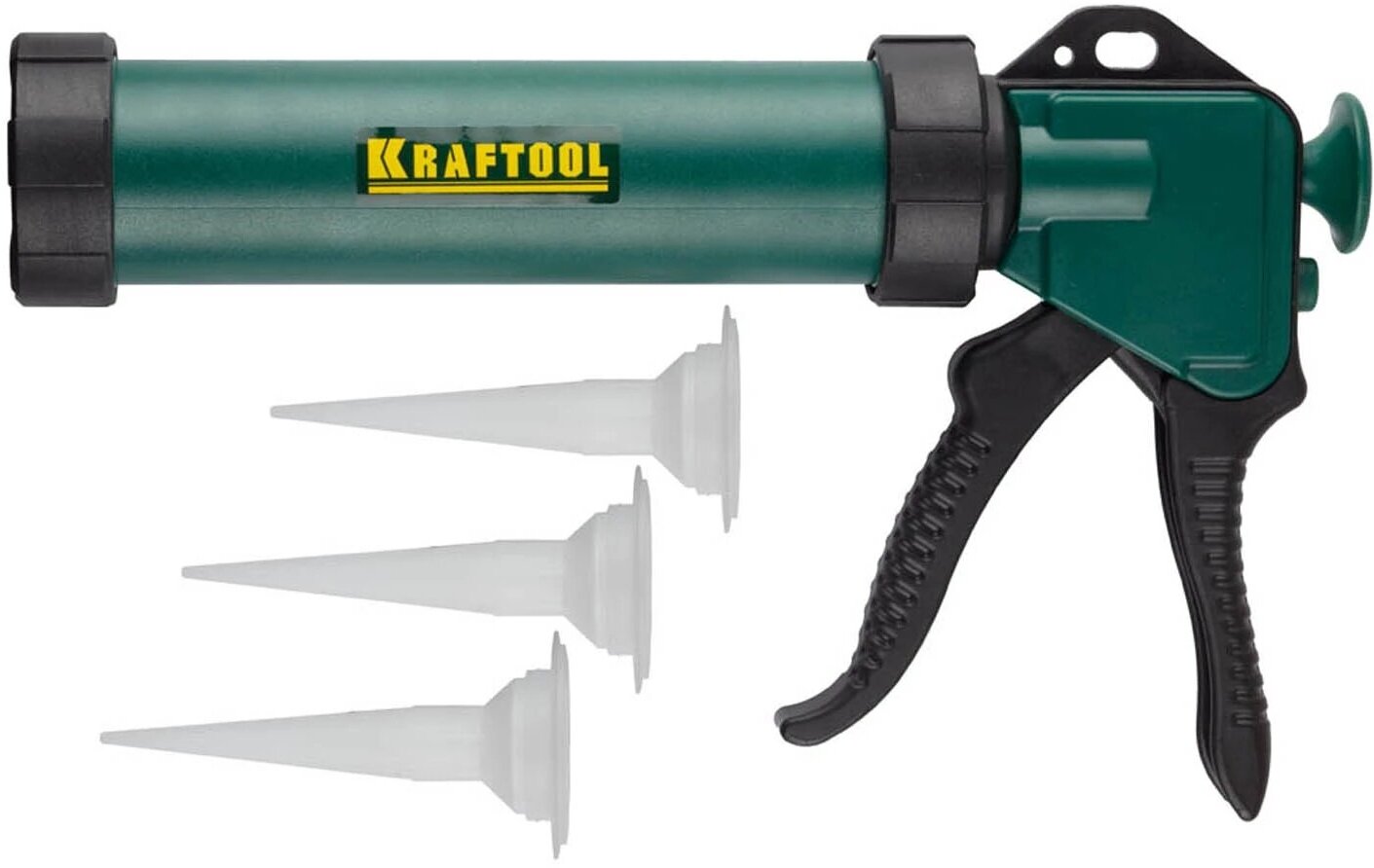 KRAFTOOL универсальный закрытый пистолет для герметика Professional, 3 сменных сопла.