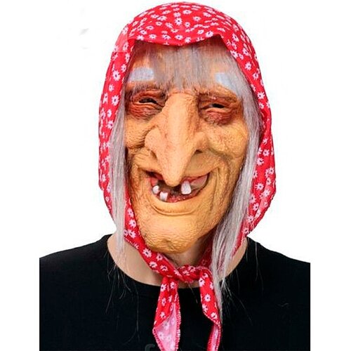 фото Маска латекс баба яга в красном платке платке маски - карнавал