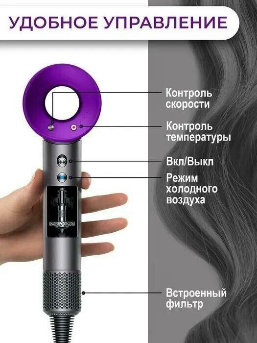 Super hair dryer / Фен для волос профессиональный с 5-ю насадками и ионизацией - фотография № 12