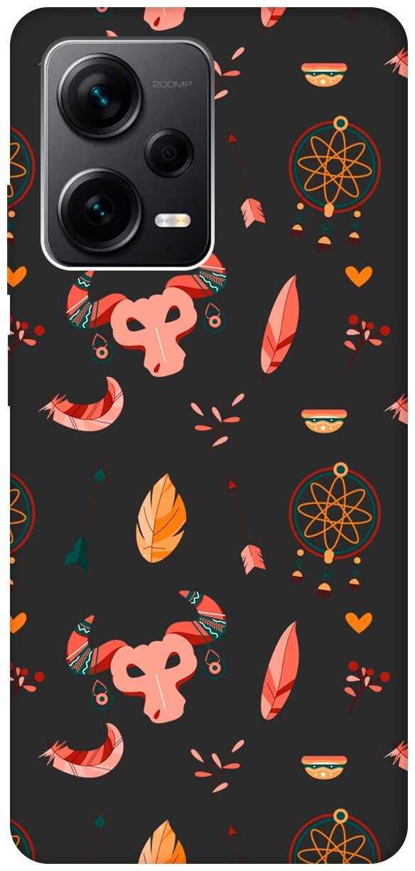 Матовый чехол Boho для Xiaomi Redmi Note 12 Pro / Note 12 Pro+ / Note 12 Explorer Edition с 3D эффектом черный