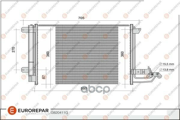 Радиатор Кондиционера EUROREPAR арт. 16 096 348 80