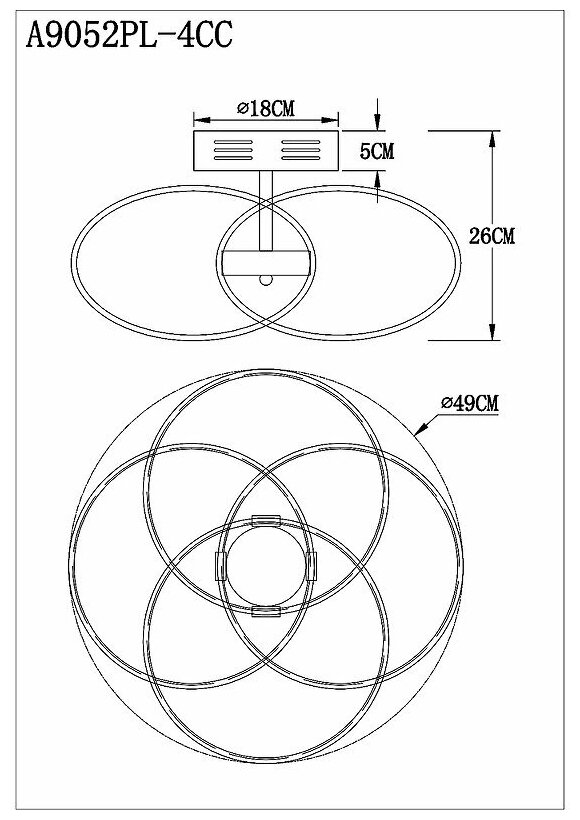 Люстра светодиодная Arte Lamp Orbit A9052PL-4CC, 144 Вт, кол-во ламп: 1 шт., цвет: хром - фотография № 2