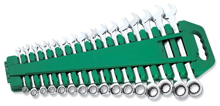 Набор ключей комбинированных трещоточных 8-24 мм, 16 предметов W45516S