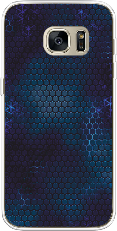 Силиконовый чехол на Samsung Galaxy S7 / Самсунг Галакси С 7 Фон соты синие