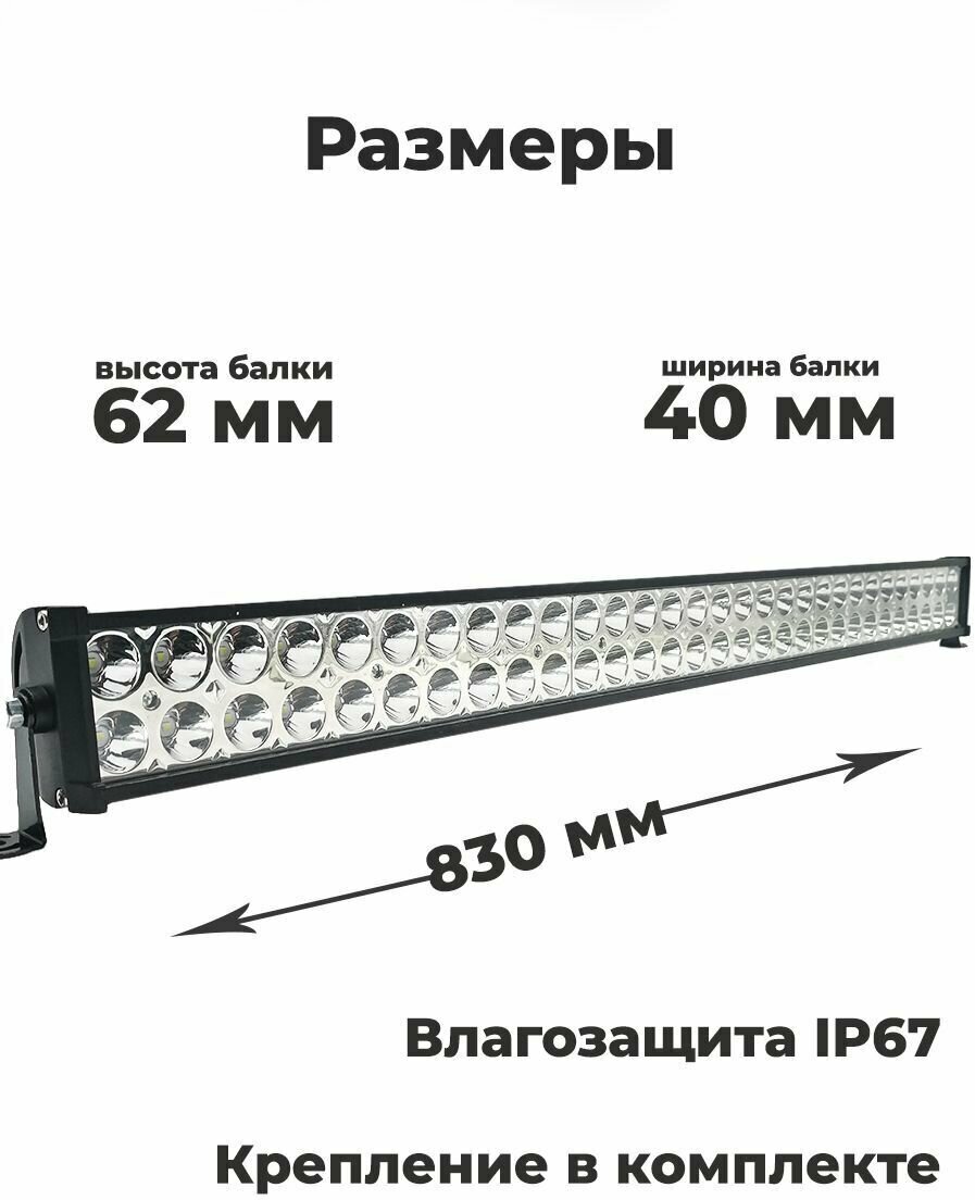 Светодиодная балка на крышу автомобиля, 60 диодов, дальний свет, мощность 180 Ватт, 12-24 вольт