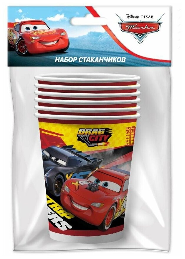 Набор одноразовых стаканов Disney Тачки бумага, 6х250 мл - фото №1