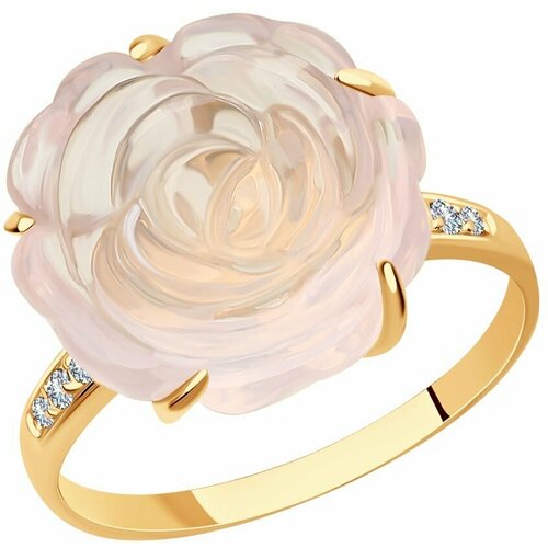 фото Золотое кольцо sokolov 716262 с фианитом и кварцем, размер 18 diamant-online