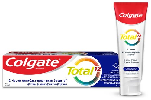 Зубная паста Colgate Total 12 Профессиональная Отбеливающая комплексная антибактериальная, 75 мл, 75 г