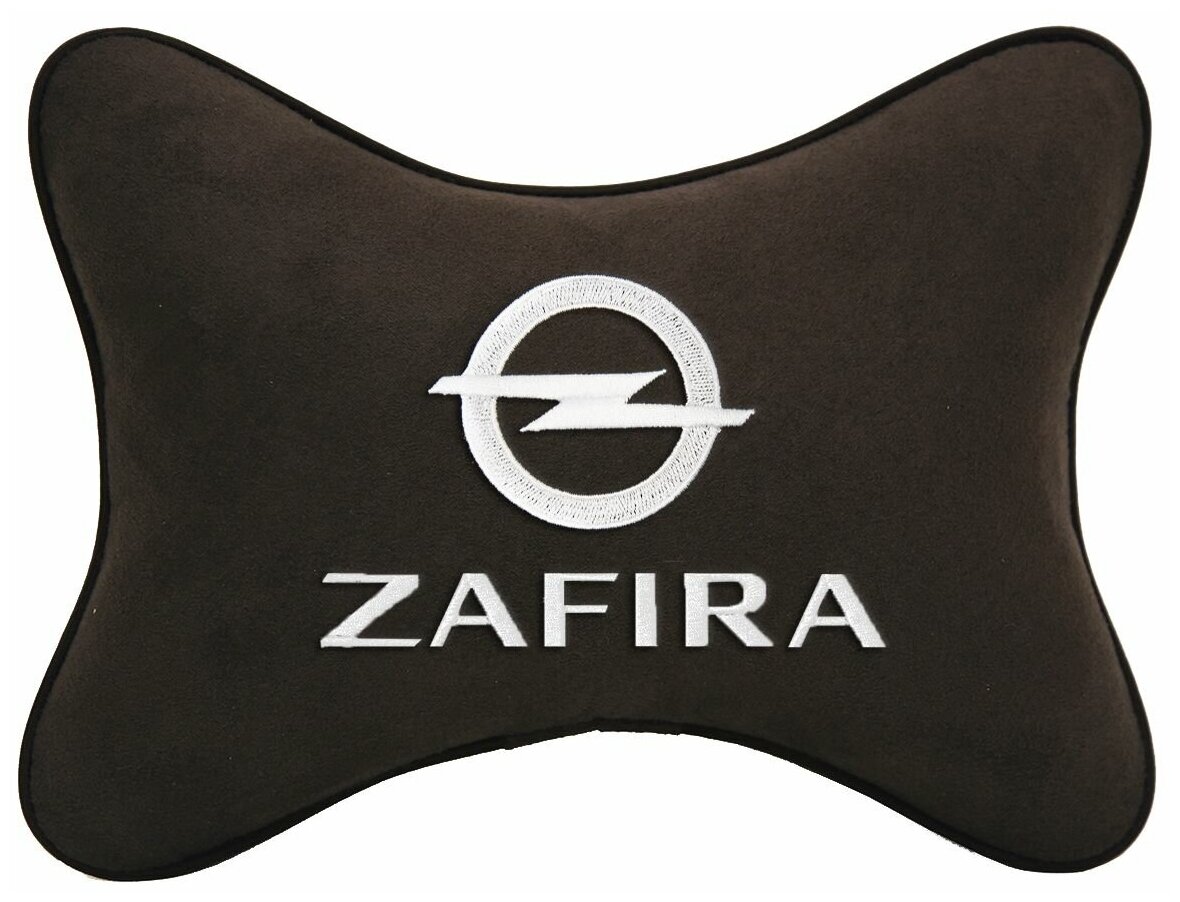 Подушка на подголовник алькантара Coffee с логотипом автомобиля OPEL ZAFIRA