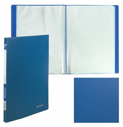 Папка со вкладышами Brauberg 10 вкладышей, Office, синяя, 0,5 мм (222625)