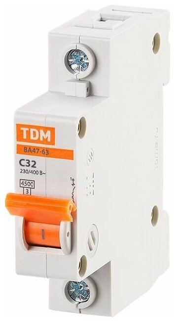 Выключатель автоматический TDM ВА47-63 1п 32 А 4.5 кА