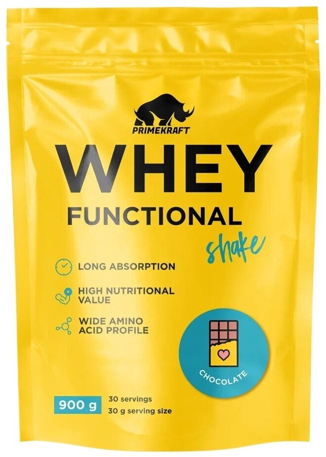 Протеин сывороточный Prime Kraft Whey Functional Shake (900 г) Шоколад