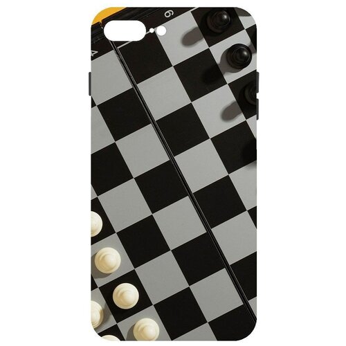 Чехол-накладка Krutoff Soft Case Шахматы для iPhone 7 Plus/8 Plus черный чехол накладка krutoff soft case сушки для iphone 7 plus 8 plus черный