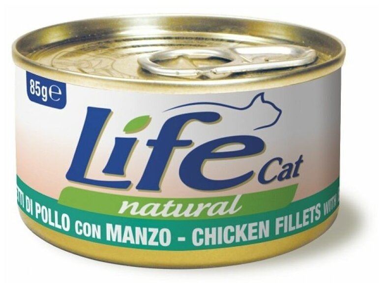 Консервы для кошек Lifecat Курица с говядиной в бульоне 85 г