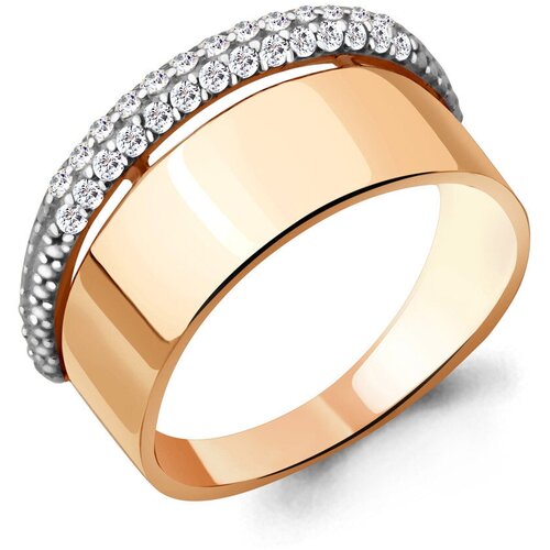 фото Кольцо diamant online, серебро, 925 проба, золочение, фианит, размер 20.5