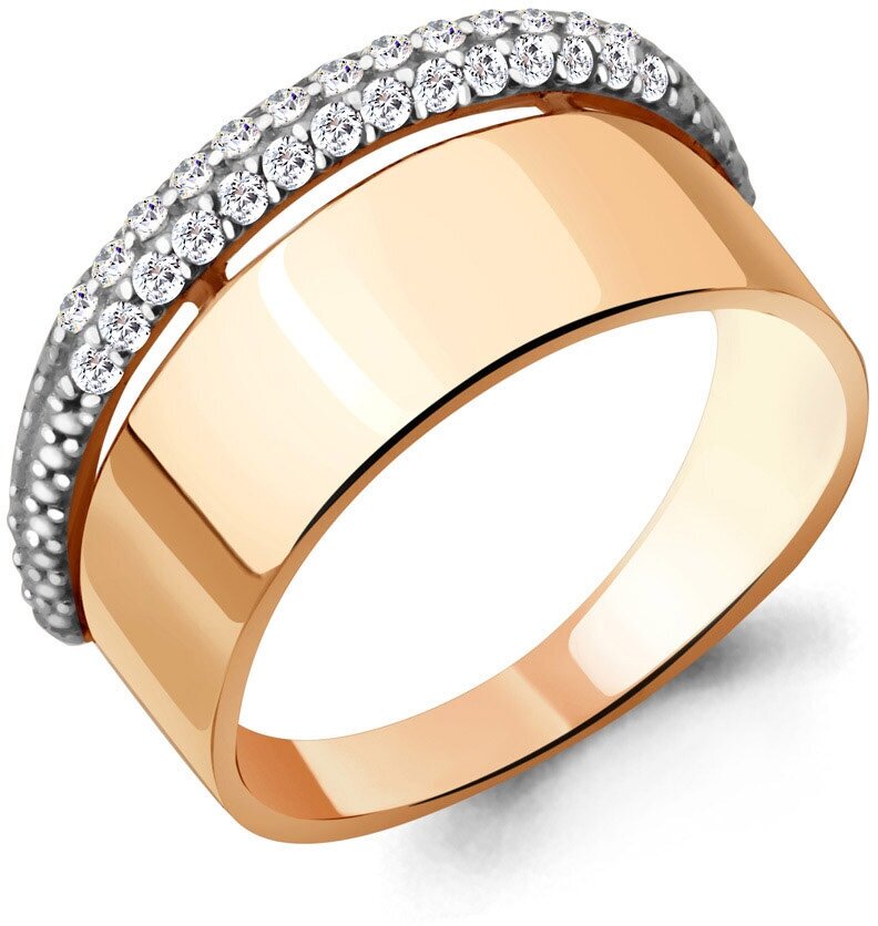 Кольцо Diamant online, серебро, 925 проба, золочение, фианит