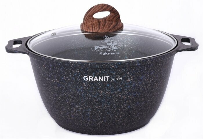 Кастрюля Kukmara 4,0л "Granit ultra" (blue) со стеклянной крышкой