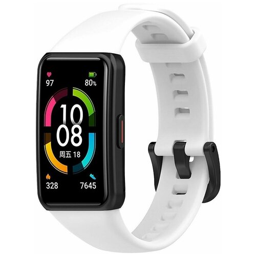 Ремешок для умных часов - HONOR Band 6, силиконовый, белый, 1 шт.