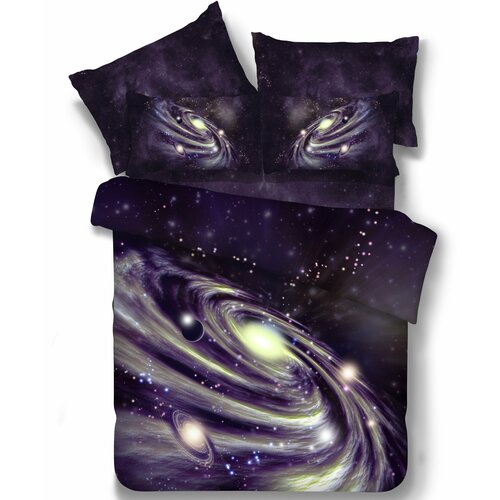 Комплект постельного белья Сад Снов, Космос, евро, микрофибра, 3D-рисунок