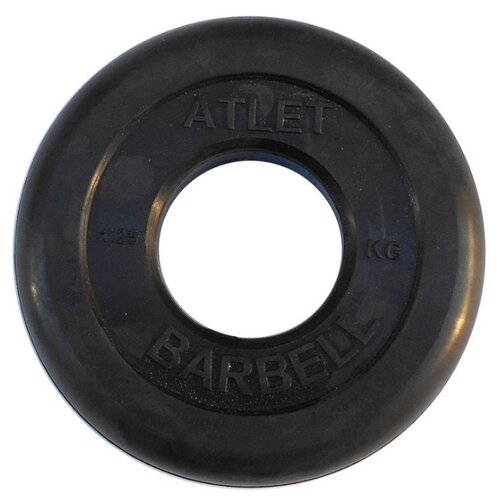 фото Диск для грифа atemi атлет, обрезиненный, черный, 51 мм, 1,25 кг