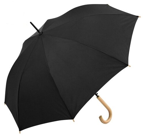 Зонт-трость FARE, полуавтомат, купол 100 см, деревянная ручка, система «антиветер», черный