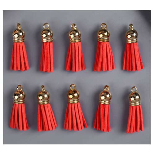 фото Бахрома арт узор искусственная замша, 4х1.7 см, набор 10 шт. коралл/золото