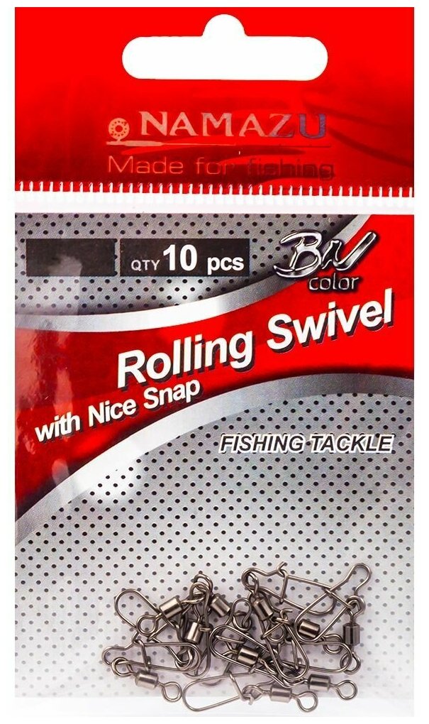 Вертлюг с застёжкой Namazu ROLLING SWIVEL WITH NICE SNAP BN #06, 27 кг (10 шт)