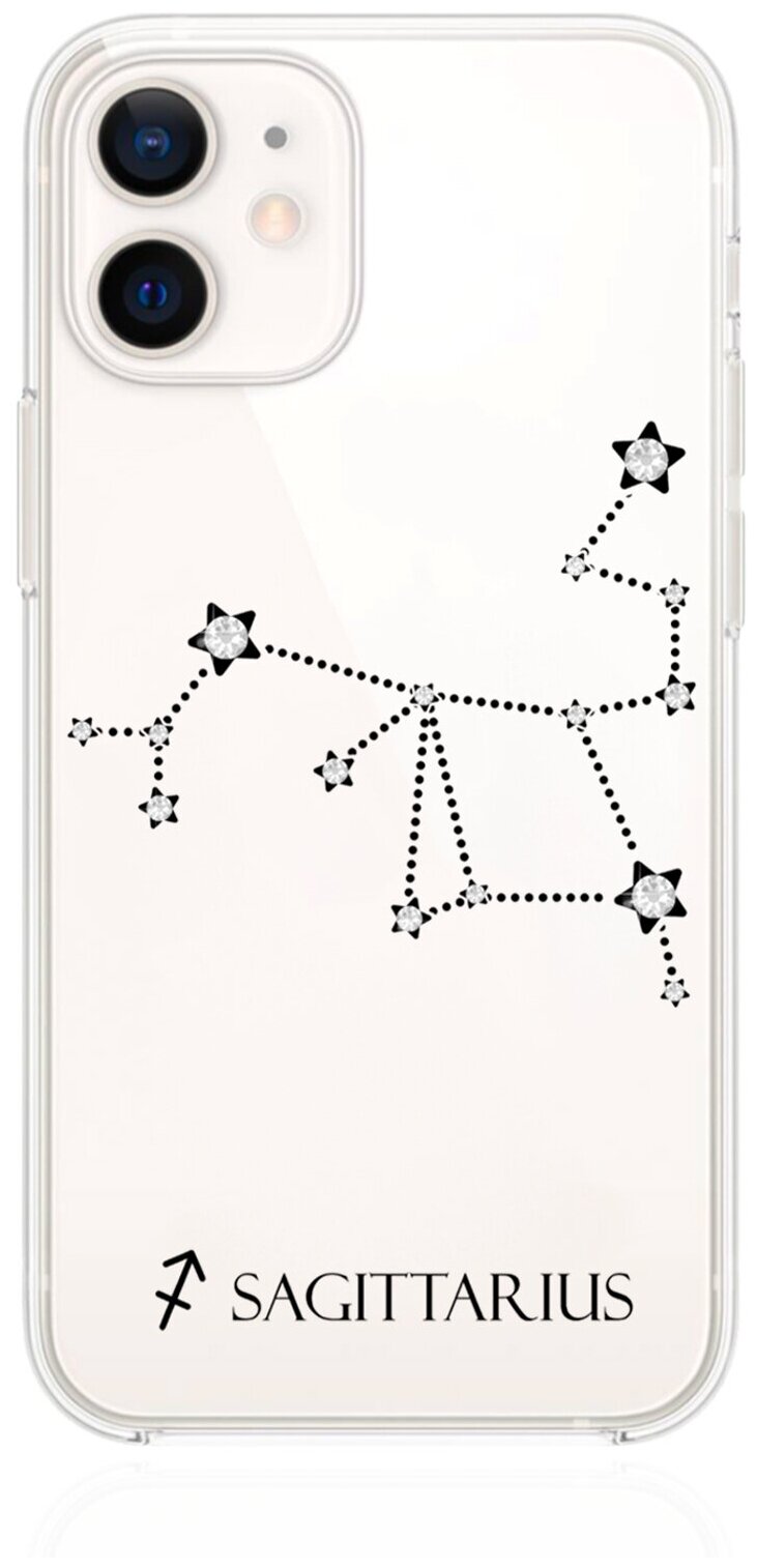 Прозрачный силиконовый чехол с кристаллами Lux для iPhone 12 Mini Знак зодиака Стрелец Sagittarius для Айфон 12 Мини