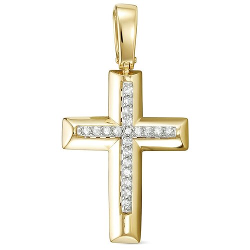 Крестик Vesna jewelry, желтое золото, 585 проба, родирование, бриллиант