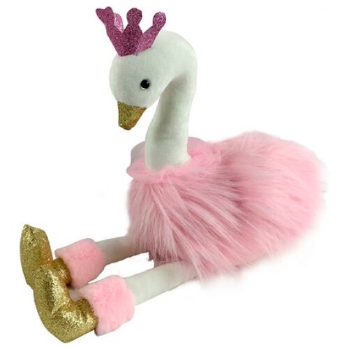 фото Мягкая игрушка ABtoys Лебедь розовый с золотыми лапками и клювом 25 см