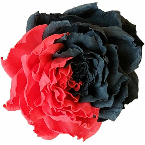 Заколка-брошь для волос/одежды/сумки крупный цветок роза реалистичная чёрная с красным 1222мп брошь ручной работы с милым оригинальным дизайном подходящая брошь заколка jk шоколадная любовь лолита аксессуары для волос