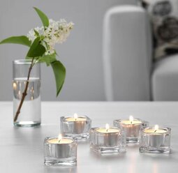 IKEA GLASIG Подсвечник, прозрачное стекло, 5х5 см, 5 штук