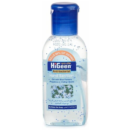 Антибактериальный гель для рук с витаминами «Голубые цветы» HiGeen, 50 мл