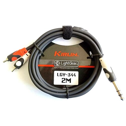 кабель соединительный kirlin lgy 336 2m bk 2 метра Kirlin LGY-344/2M 1/4 TRS PLUG - 2X RCA PLUG, 5.5MM patch кабель соединительный 2 метра
