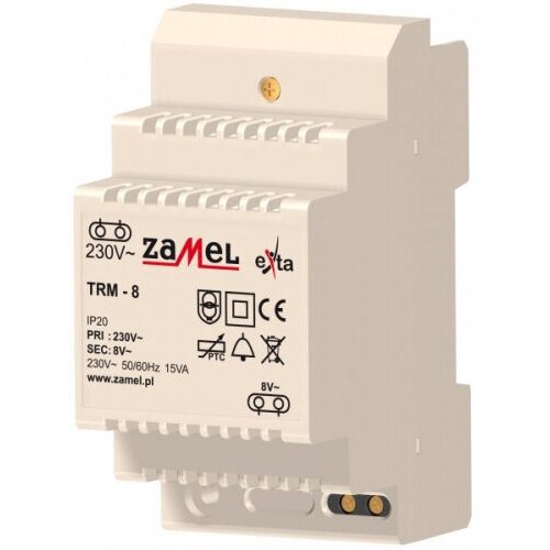 Zamel Трансформатор напряжения 230V AC / 8V AC 15VA, IP20 (арт. TRM-8)