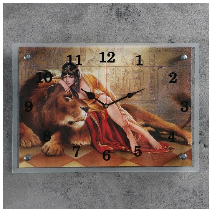 Сюжет Часы настенные, серия: Животный мир, "Царица со львом", 25х35 см