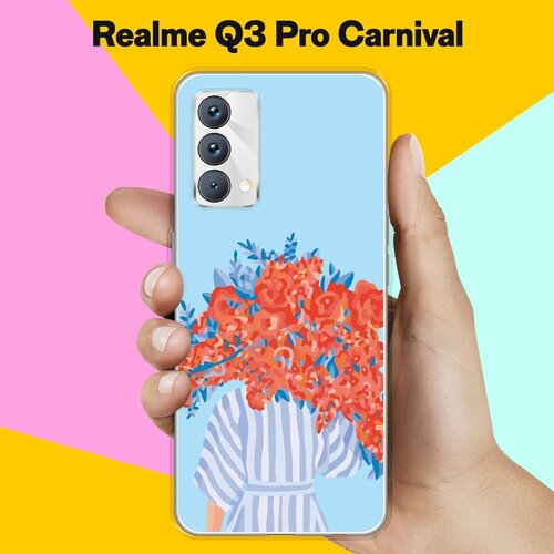 Силиконовый чехол на realme Q3 Pro Carnival Edition Красные цветы / для Реалми Ку 3 Про Карнивал силиконовый чехол на realme q3 pro carnival edition волна для реалми ку 3 про карнивал