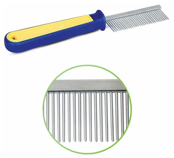 Triol Расческа для животных с частыми зубьями "Спорт", 35*200мм (пакет 1шт.), Triol