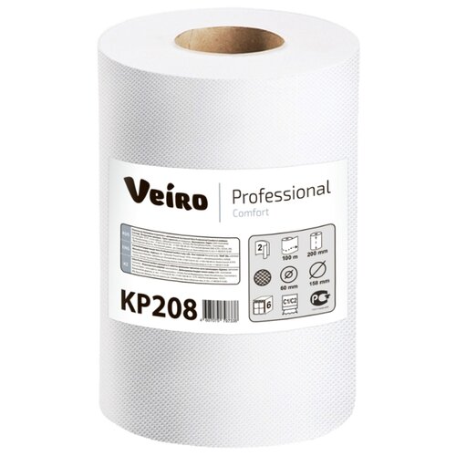 фото Полотенца бумажные veiro professional comfort kp208 белые двухслойные с центральной вытяжкой, 1 рул.