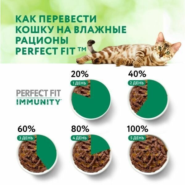 Perfect Fit Immunity влажный корм для иммунитета кошек, говядина в желе и семена льна (28 шт в уп), 75 гр. - фотография № 6