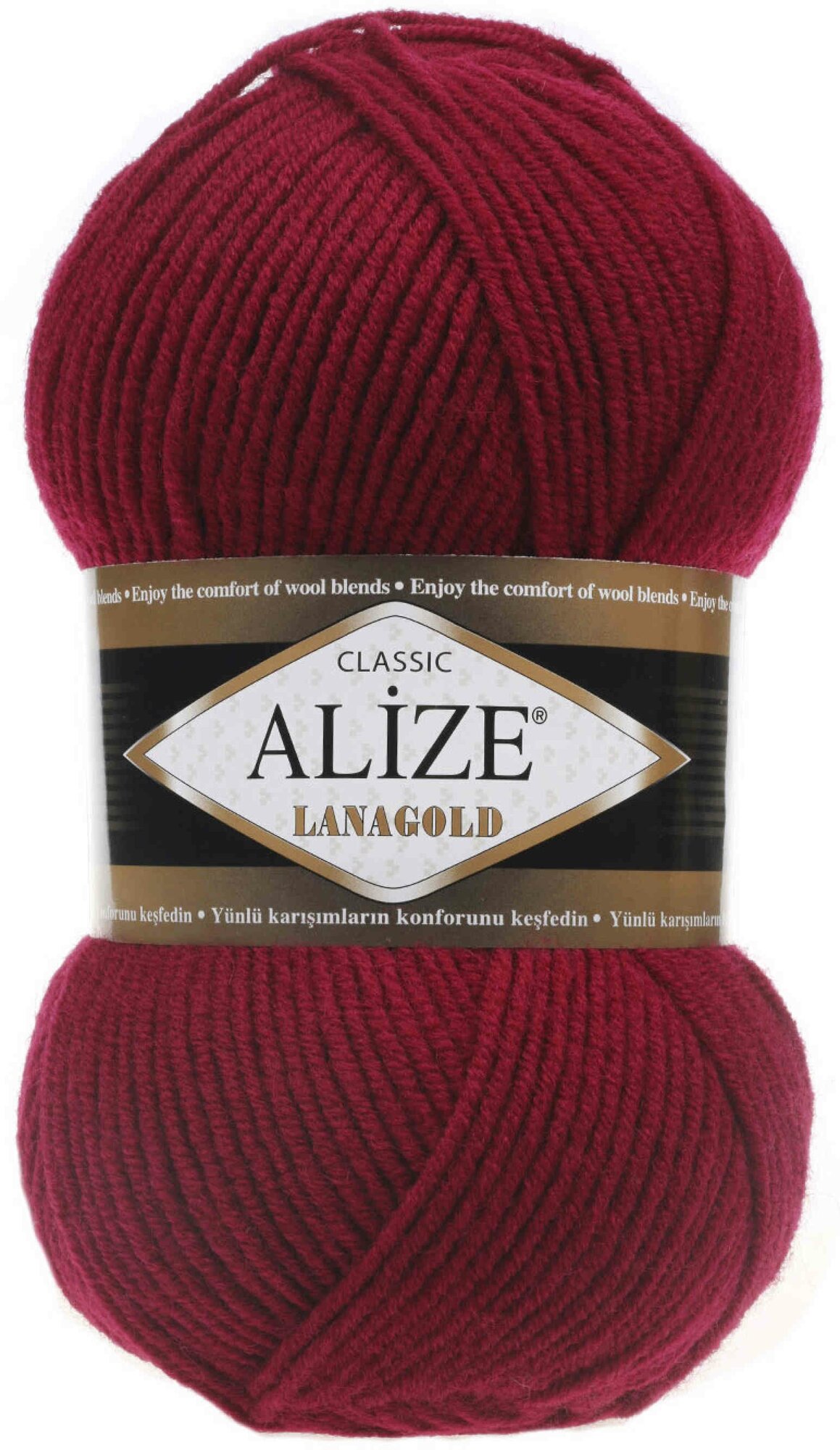 Пряжа Alize Lanagold вишня (390), 51%акрил/49%шерсть, 240м, 100г, 3шт