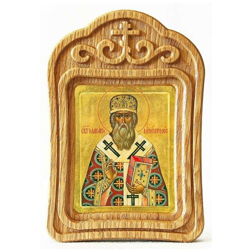 Святитель Макарий, митрополит Московский, икона в резной деревянной рамке