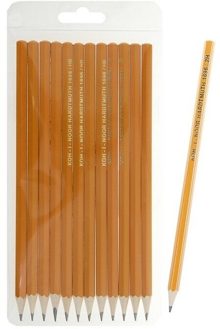 Набор карандашей чернографитных разной твердости 12 штук Koh-I-Noor 1696, 2H-2B
