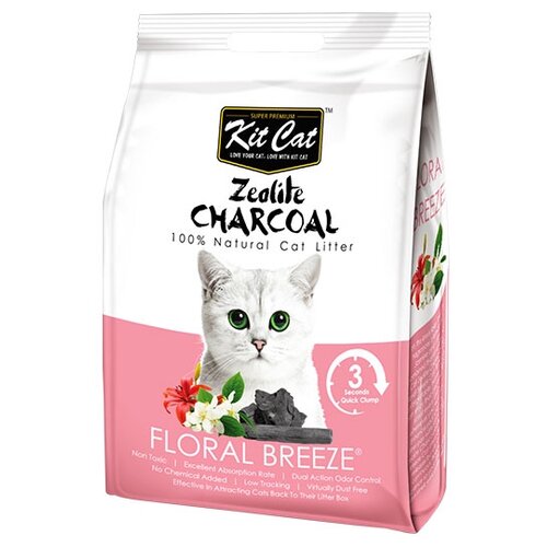 Комкующийся наполнитель Kit Cat Zeolite Charcoal Floral Breeze, 8л, 1 шт.