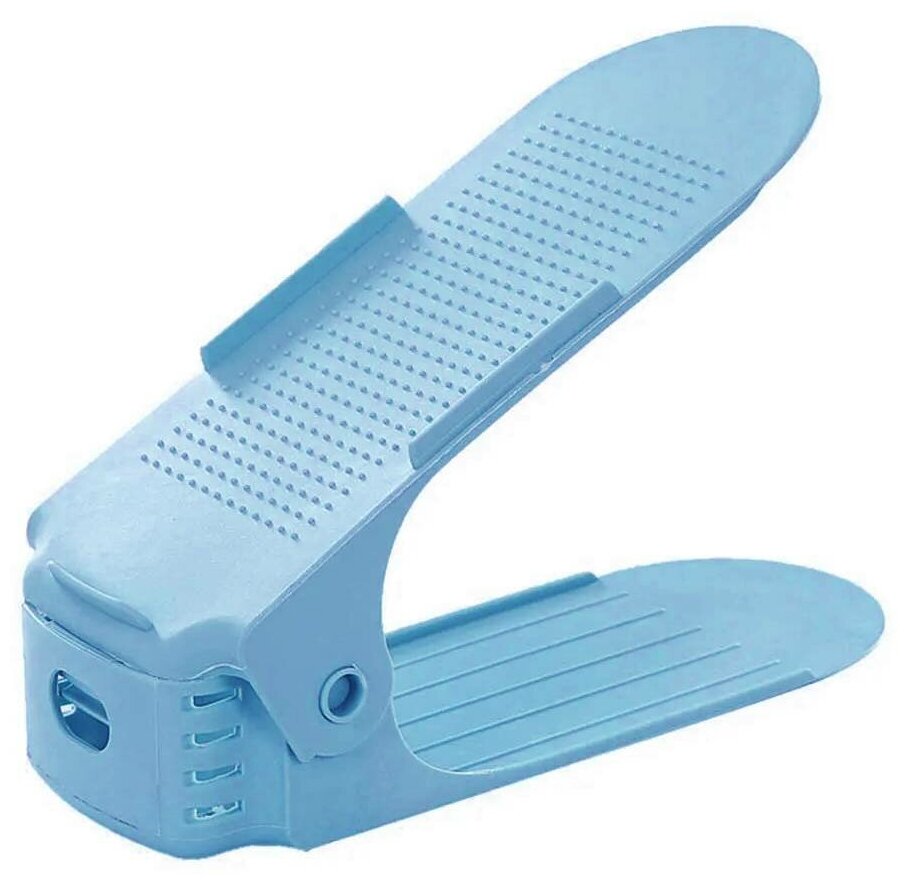 фото Двойная регулируемая подставка для обуви, голубой