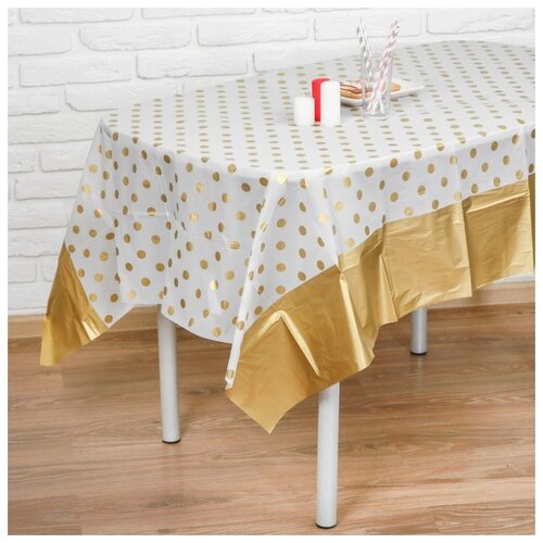 фото Скатерть "горох" 137х182 см цвет золото 4326137 страна карнавалия