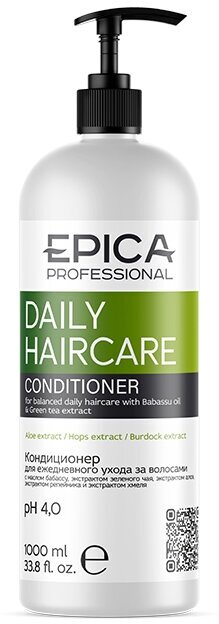 EPICA PROFESSIONAL Daily HairCare Кондиционер для волос с маслом бабассу и экстрактом зеленого чая, для ежедневного использования, 1000 мл