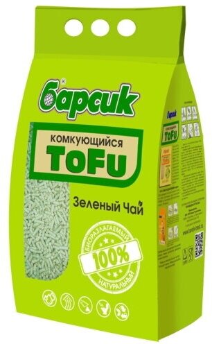 Наполнитель барсик TOFU Зелёный Чай комкующийся 4.54л