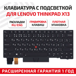 Клавиатура (keyboard) CMSBL-84SU для ноутбука Lenovo ThinkPad X13 Yoga Gen 1, черная с подсветкой - изображение